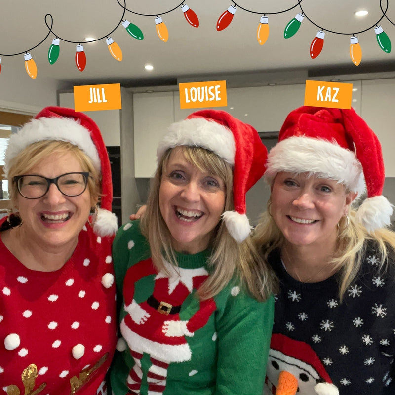 Jill Loiuse and kaz in Christmas jumpers