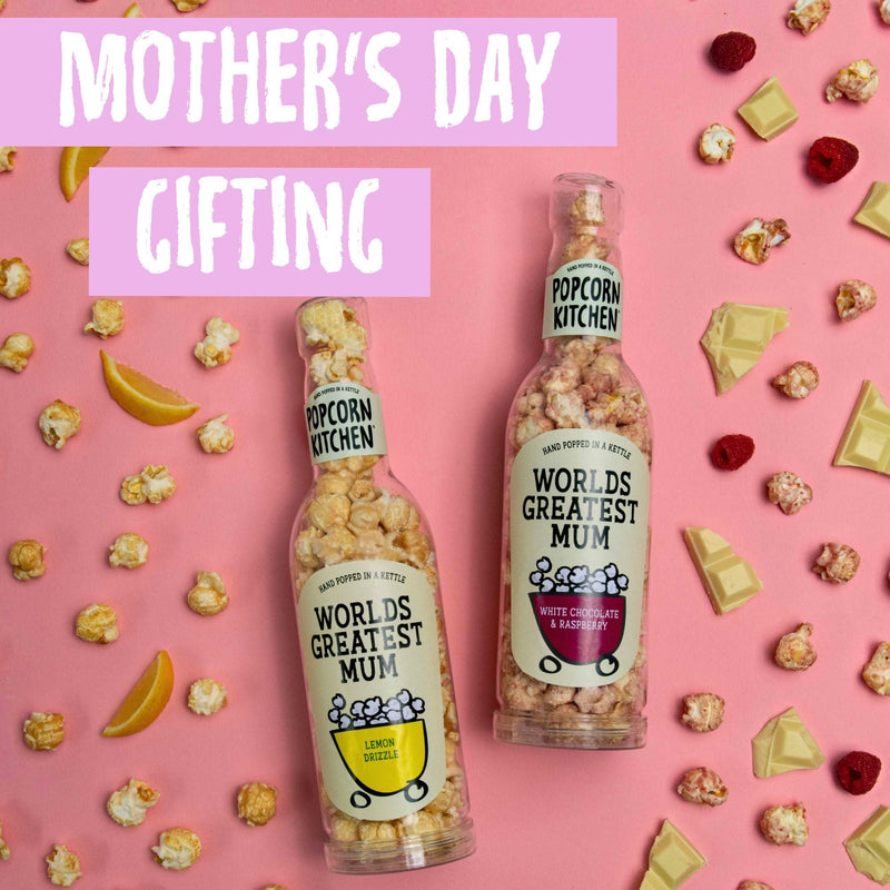 mothers day gifting and 2 bottles of worlds best mum popcorn