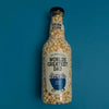 Giant bottle of popcorn with worlds greatest dad label on a blue background