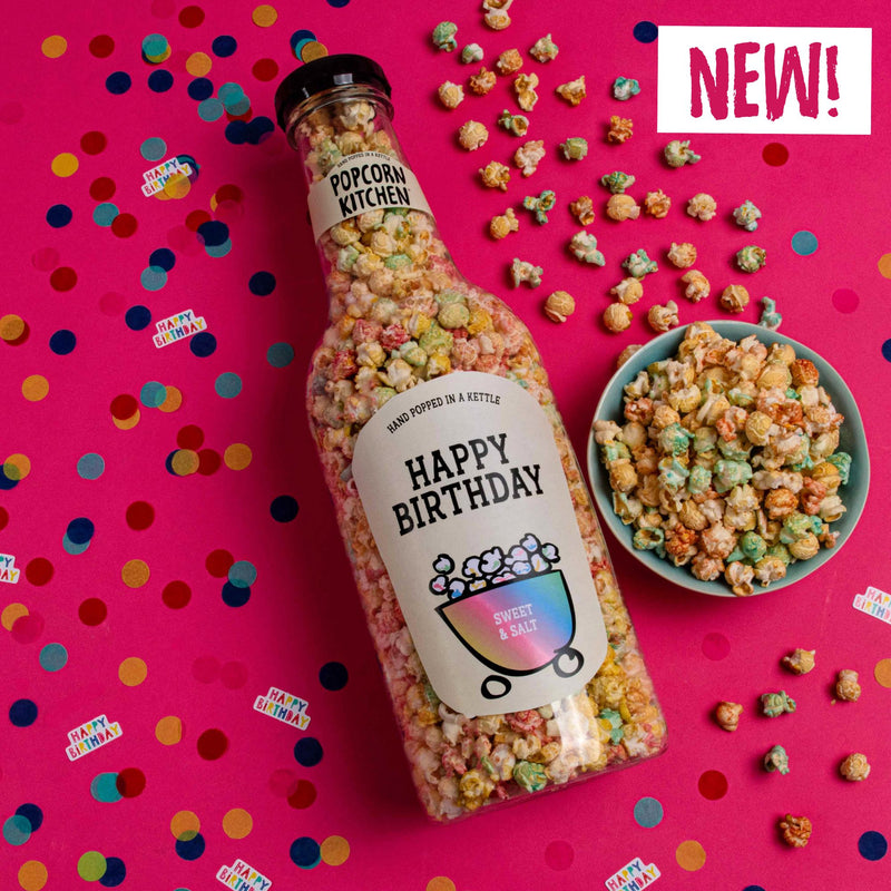 Happy Birthday - Sweet & Salt Rainbow Popcorn Giant Money Bottle, 550g