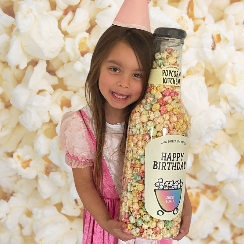 Happy Birthday - Sweet & Salt Rainbow Popcorn Giant Money Bottle, 550g