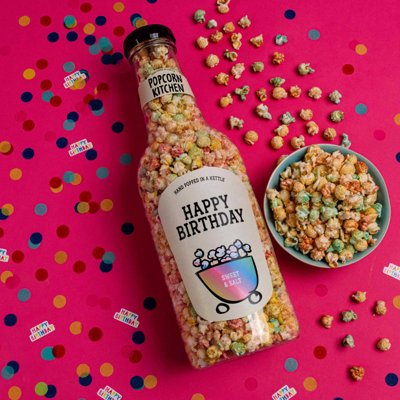 Happy Birthday - Sweet & Salt Rainbow Popcorn Giant Money Bottle, 550g