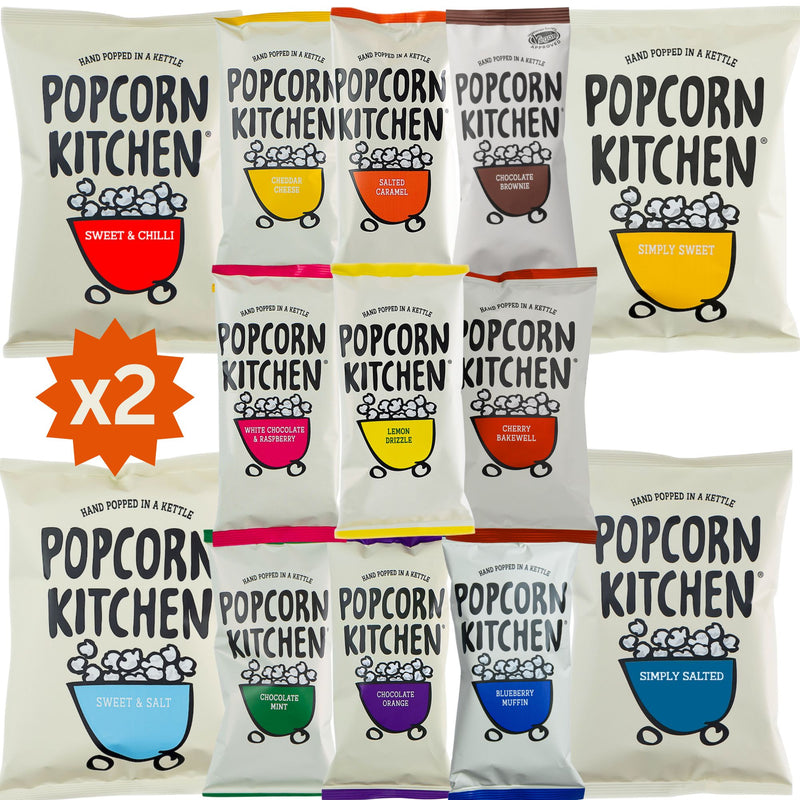The Ultimate Gourmet Popcorn Snacking Box, 13 Flavours, 26 Bags